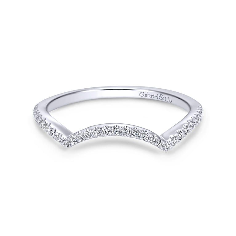 14K White Gold Matching Wedding Band - 0.15 ct - Shot 1