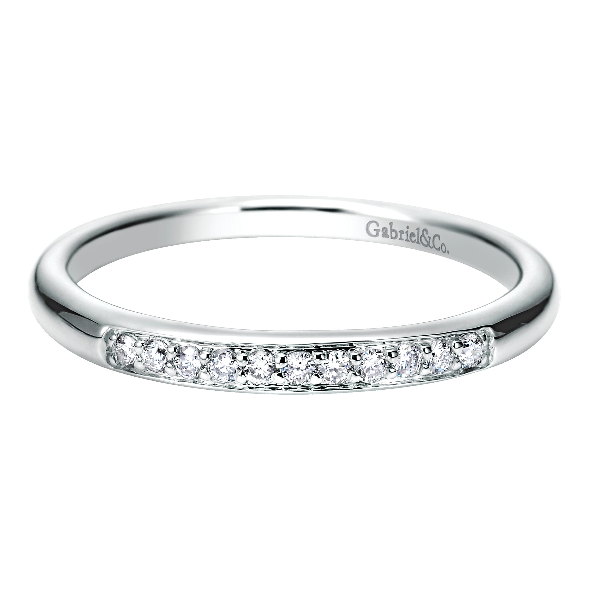 14K White Gold Matching Wedding Band - 0.09 ct - Shot 1