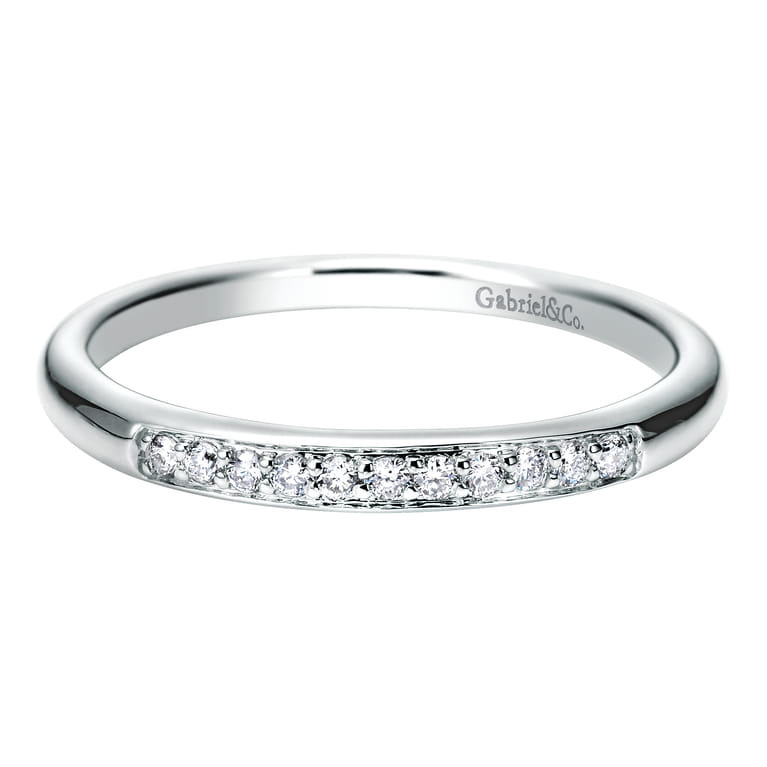 14K White Gold Matching Wedding Band - 0.09 ct - Shot 1
