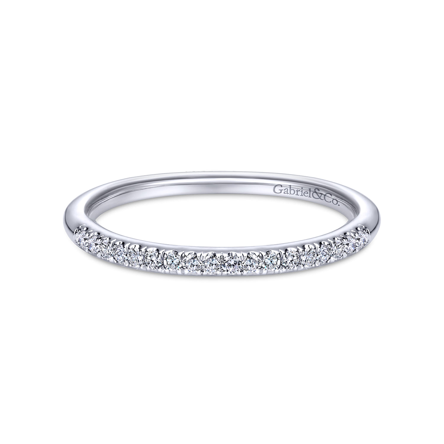 14K White Gold Matching Wedding Band - 0.12 ct - Shot 1