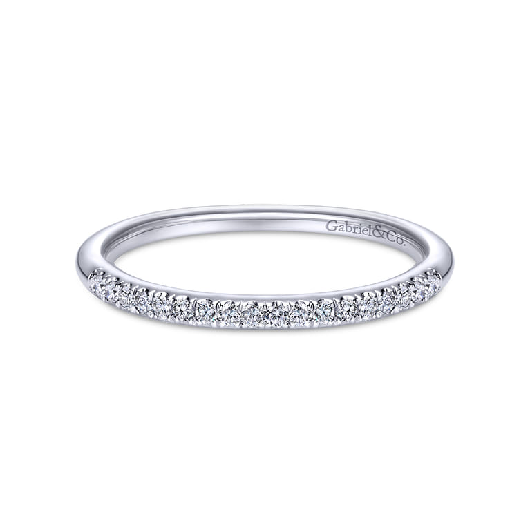 14K White Gold Matching Wedding Band - 0.12 ct - Shot 1