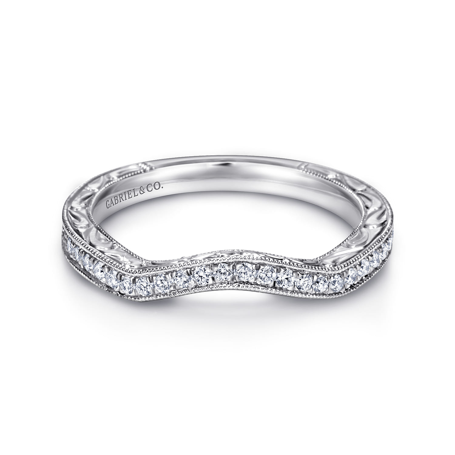 14K White Gold  Matching Wedding Band - 0.19 ct - Shot 1