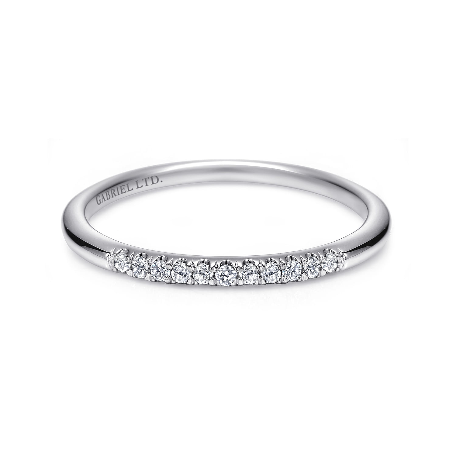 14K White Gold Matching Wedding Band - 0.09 ct - Shot 1