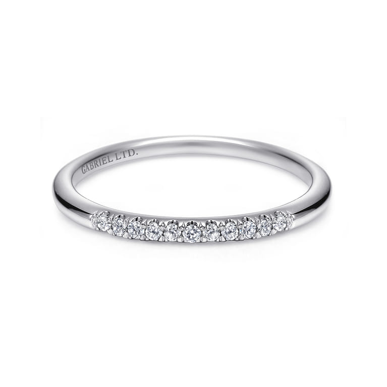14K White Gold Matching Wedding Band - 0.09 ct - Shot 1