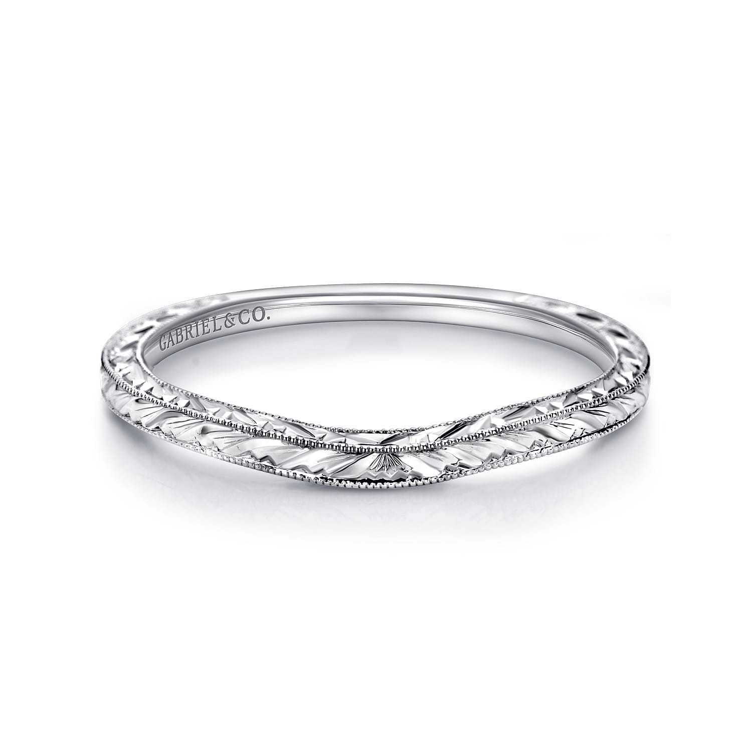 14K White Gold Matching Wedding Band - Shot 1