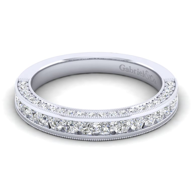 14K White Gold Matching Wedding Band - 0.83 ct - Shot 1