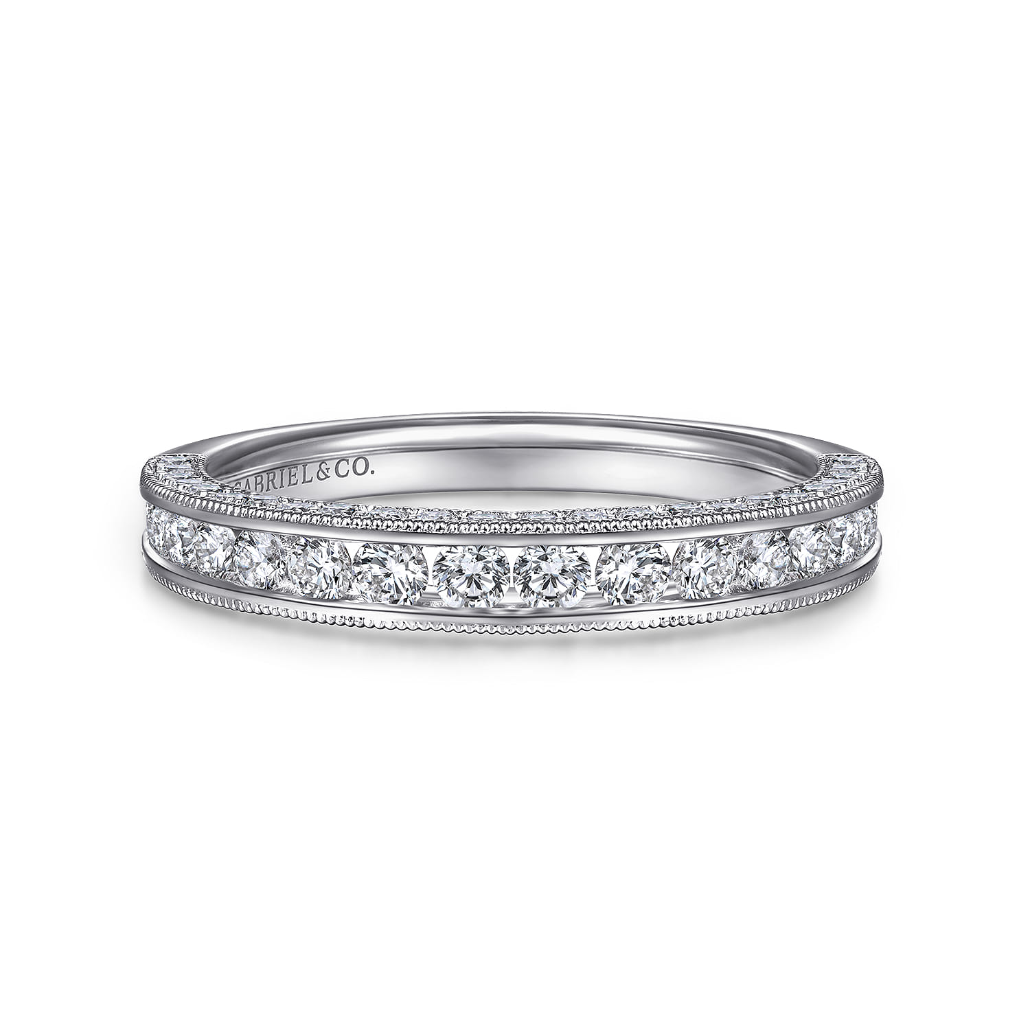 14K White Gold Matching Wedding Band - 0.83 ct - Shot 1
