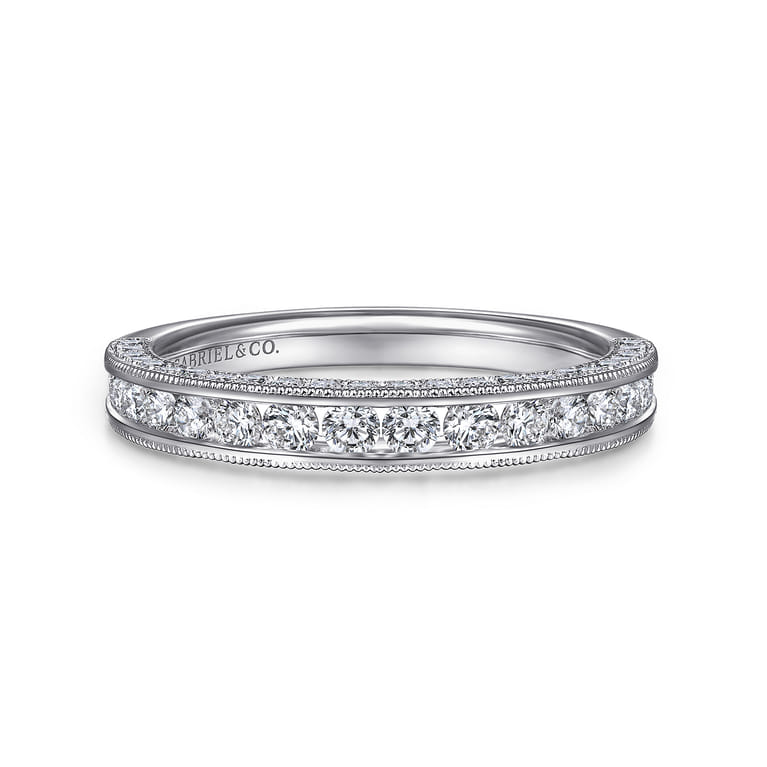14K White Gold Matching Wedding Band - 0.83 ct - Shot 1