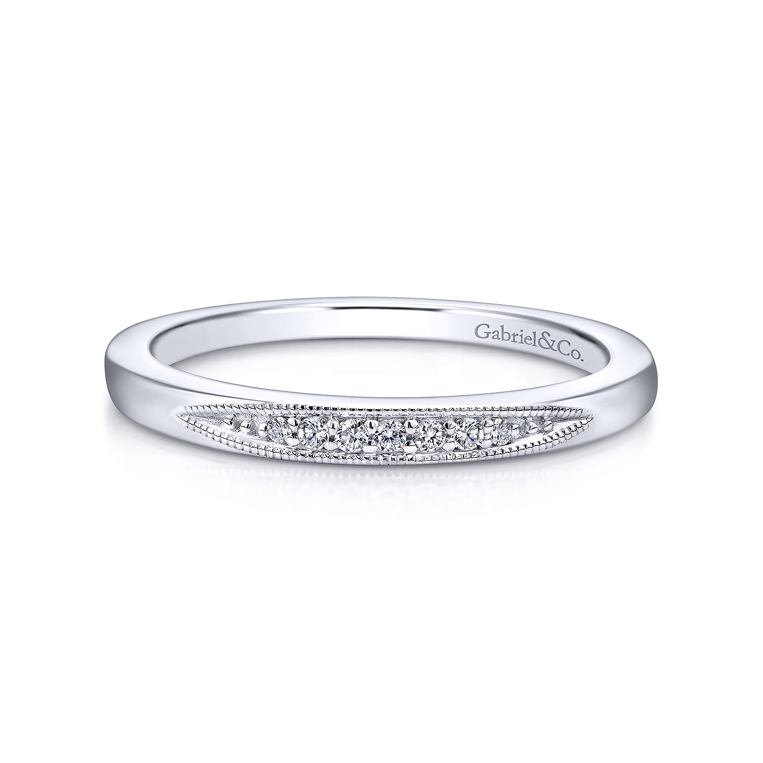 14K White Gold  Matching Wedding Band - 0.03 ct - Shot 1