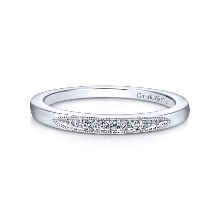 14K White Gold  Matching Wedding Band - 0.03 ct - Shot 1