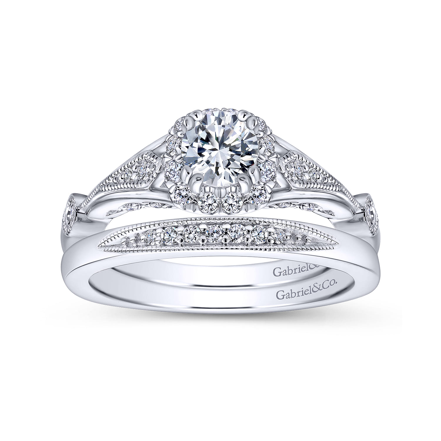 14K White Gold  Matching Wedding Band - 0.03 ct - Shot 4