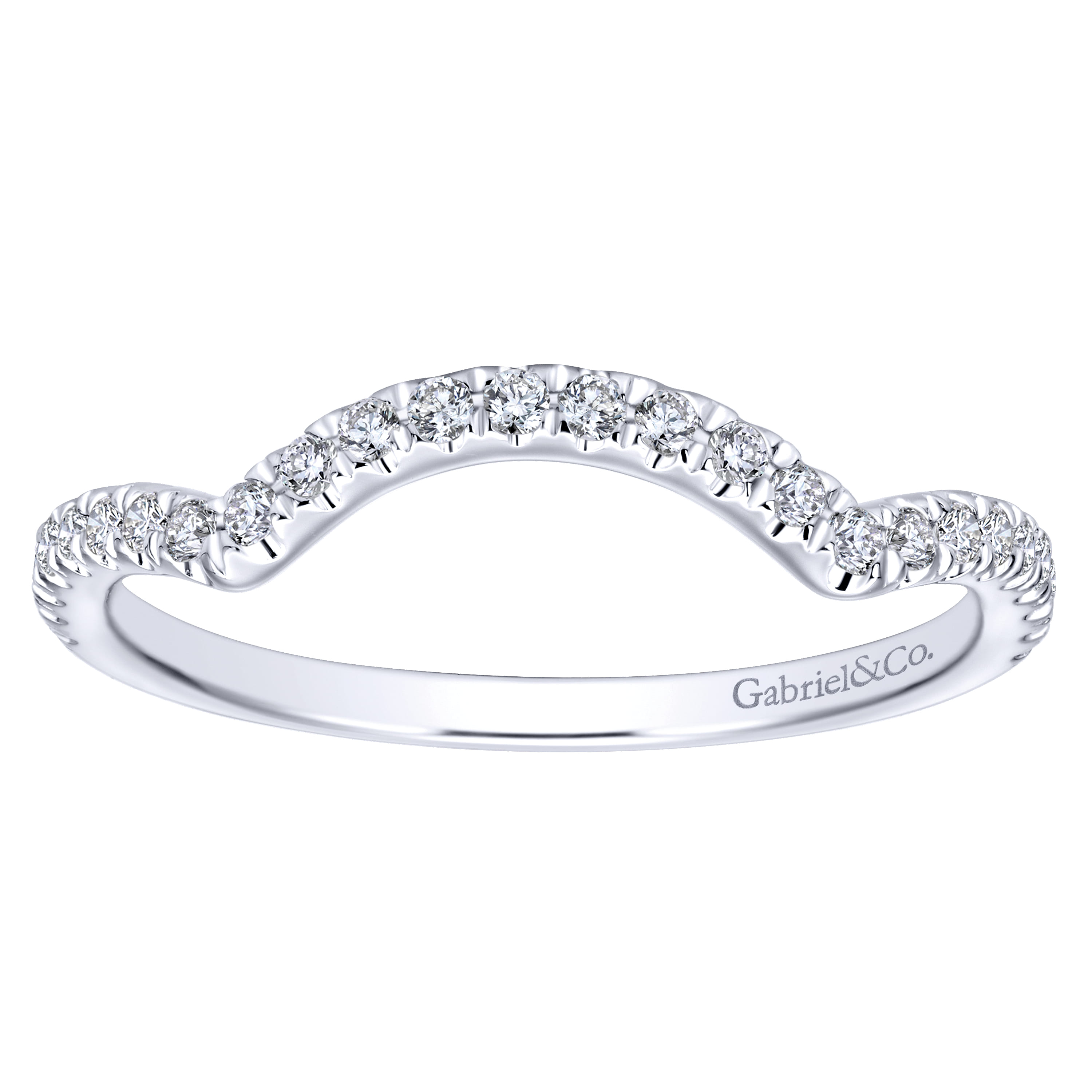 14K White Gold Matching Wedding Band - 0.19 ct - Shot 1