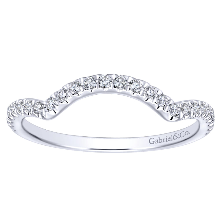 14K White Gold Matching Wedding Band - 0.19 ct - Shot 1