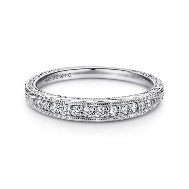 14K White Gold  Matching Wedding Band - 0.13 ct - Shot 1
