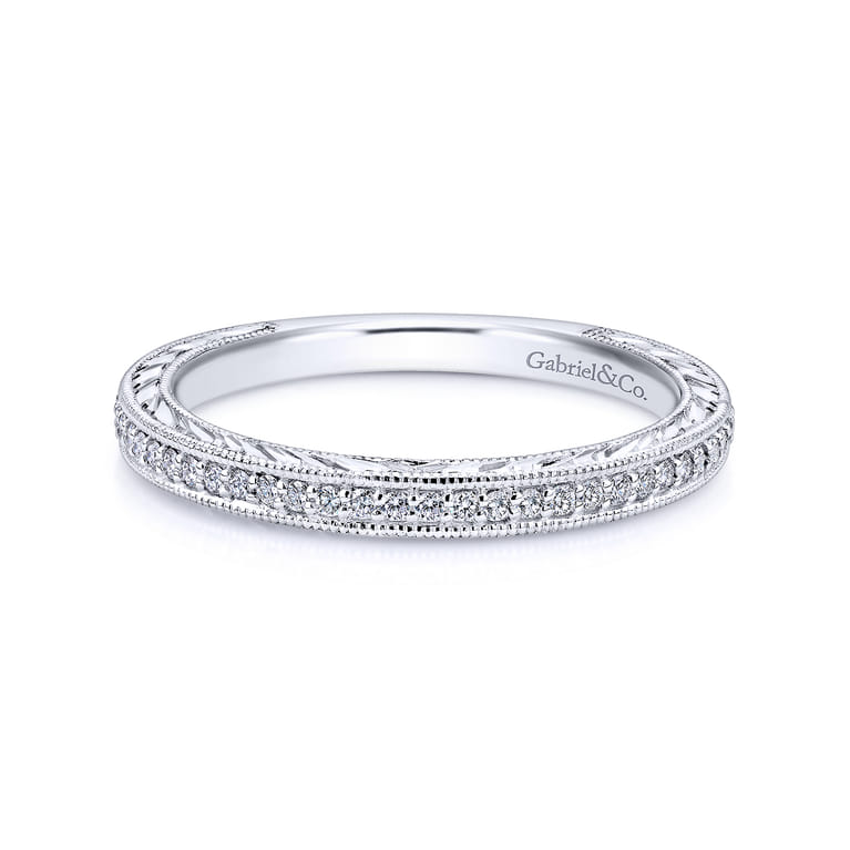 14K White Gold  Matching Wedding Band - 0.13 ct - Shot 1