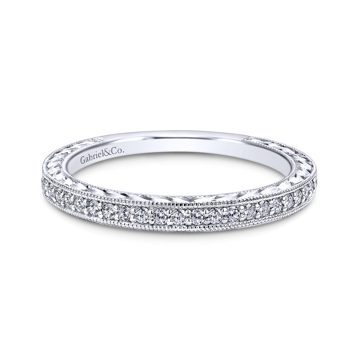 14K White Gold  Matching Wedding Band - 0.14 ct - Shot 1