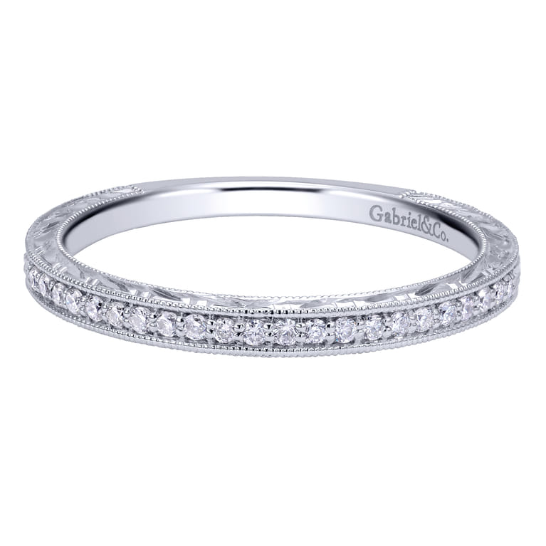 14K White Gold Matching Wedding Band - 0.09 ct - Shot 1