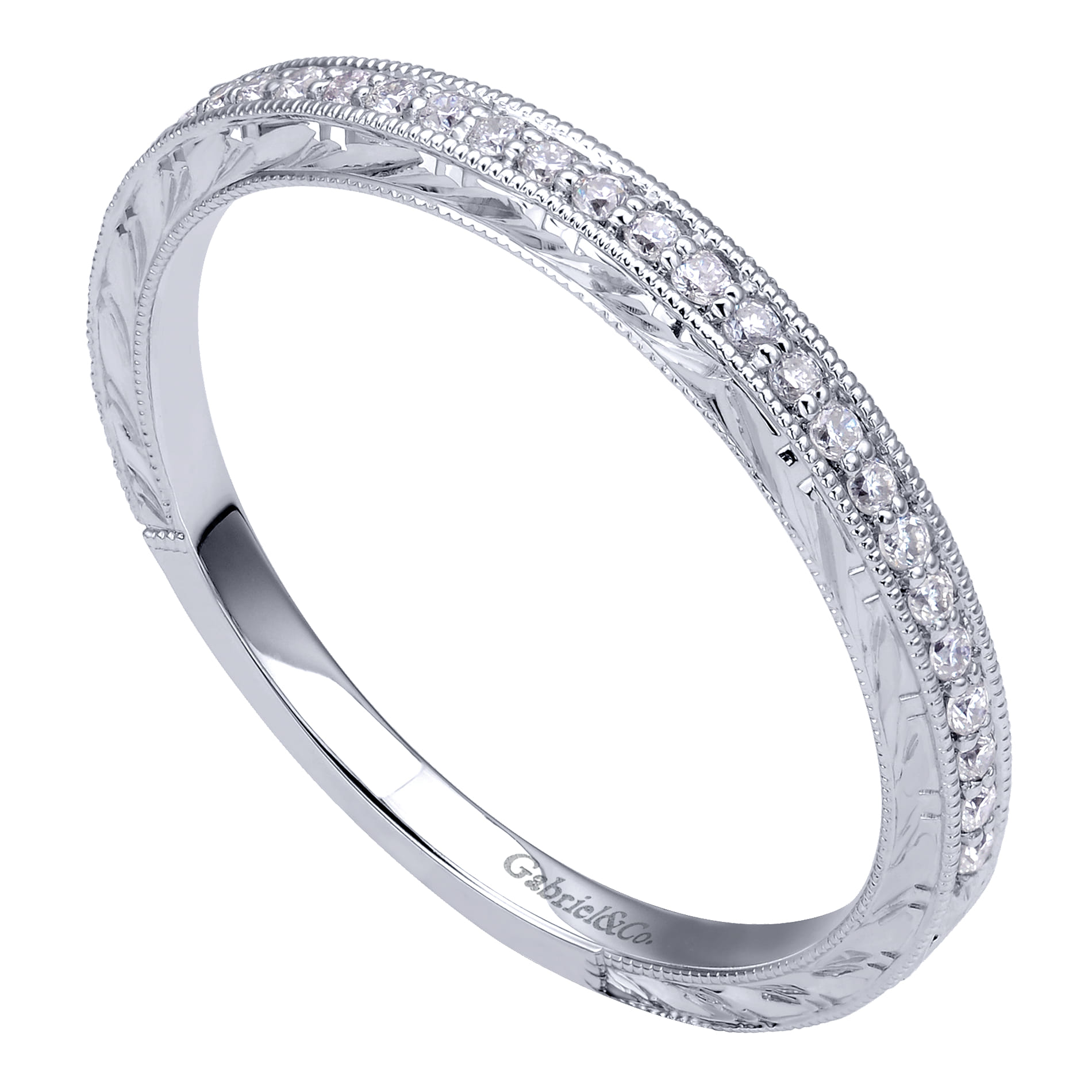 14K White Gold Matching Wedding Band - 0.09 ct - Shot 3
