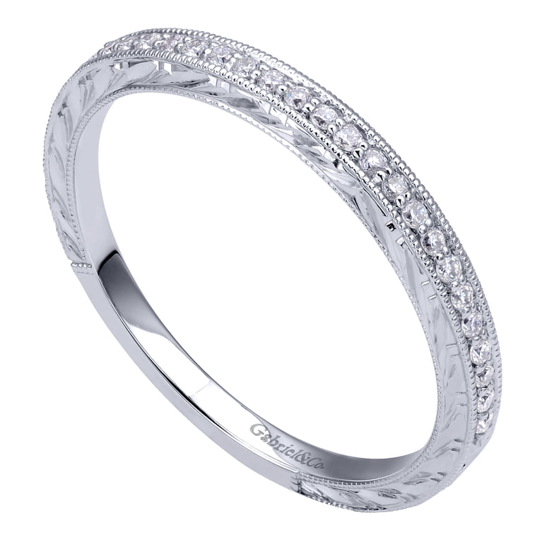 14K White Gold Matching Wedding Band - 0.09 ct - Shot 3