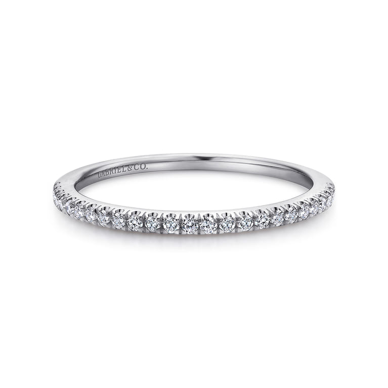 14K White Gold  Matching Wedding Band - 0.14 ct - Shot 1