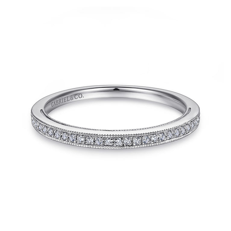 14K White Gold Matching Wedding Band - 0.08 ct - Shot 1