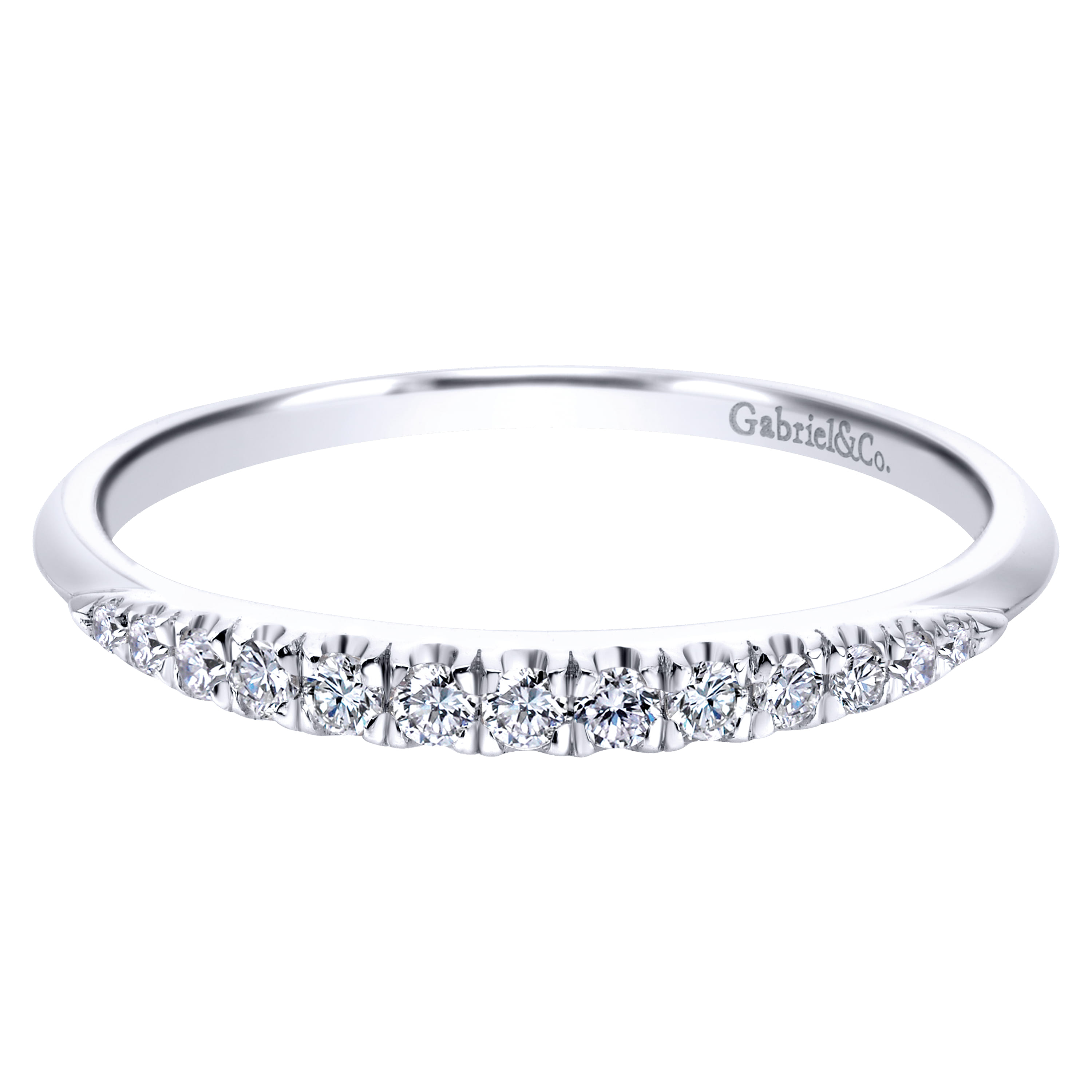 14K White Gold  Matching Wedding Band - 0.12 ct - Shot 1