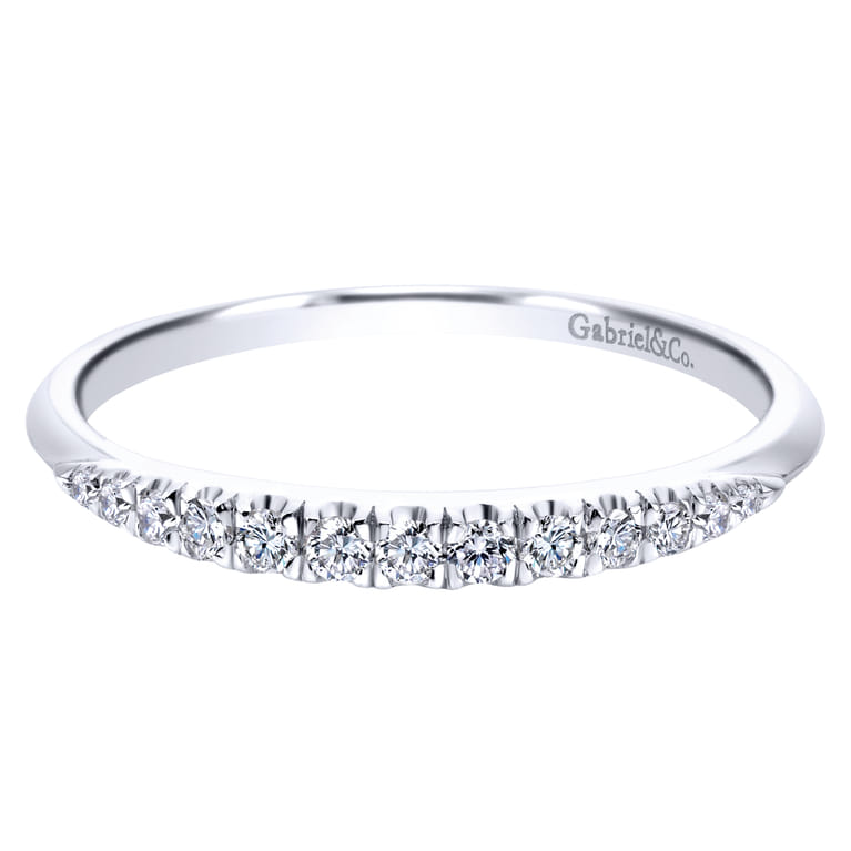 14K White Gold  Matching Wedding Band - 0.12 ct - Shot 1