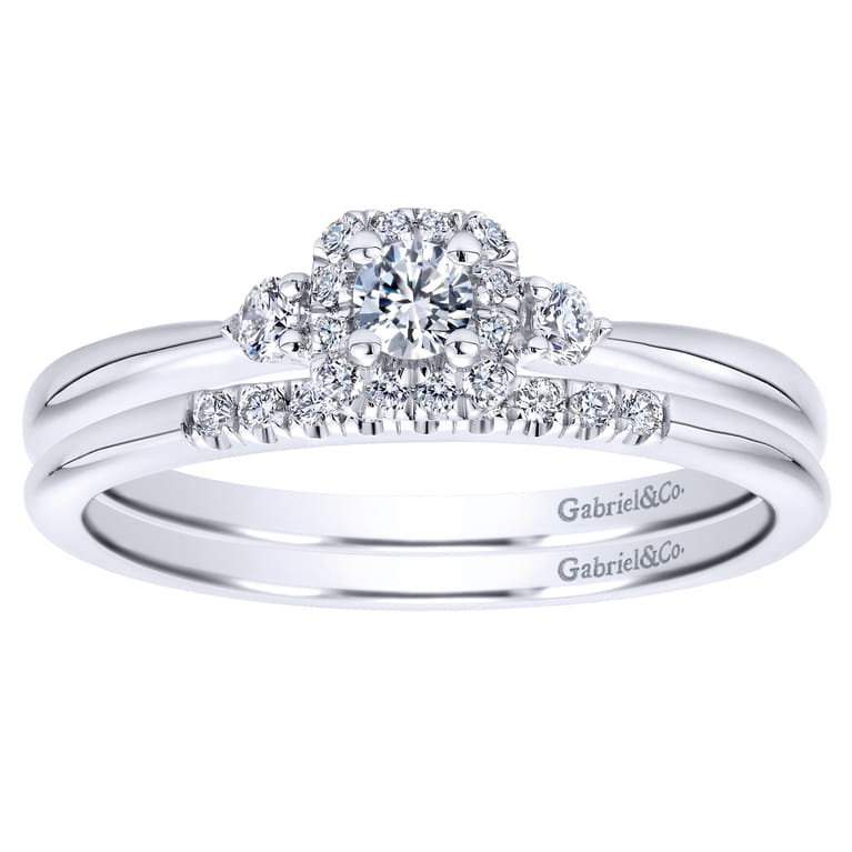 14K White Gold  Matching Wedding Band - 0.05 ct - Shot 4