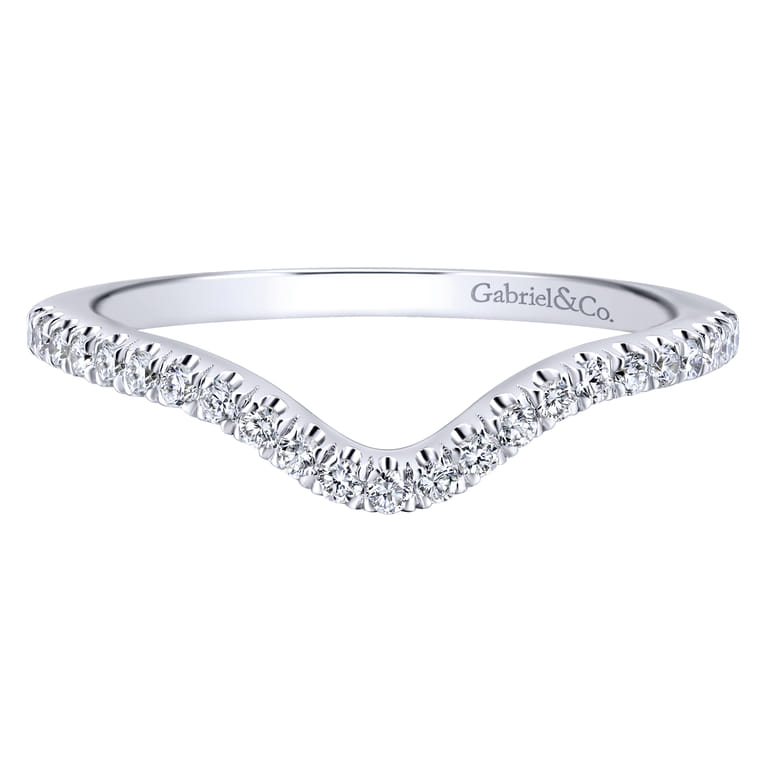 14K White Gold Matching Wedding Band - 0.19 ct - Shot 1