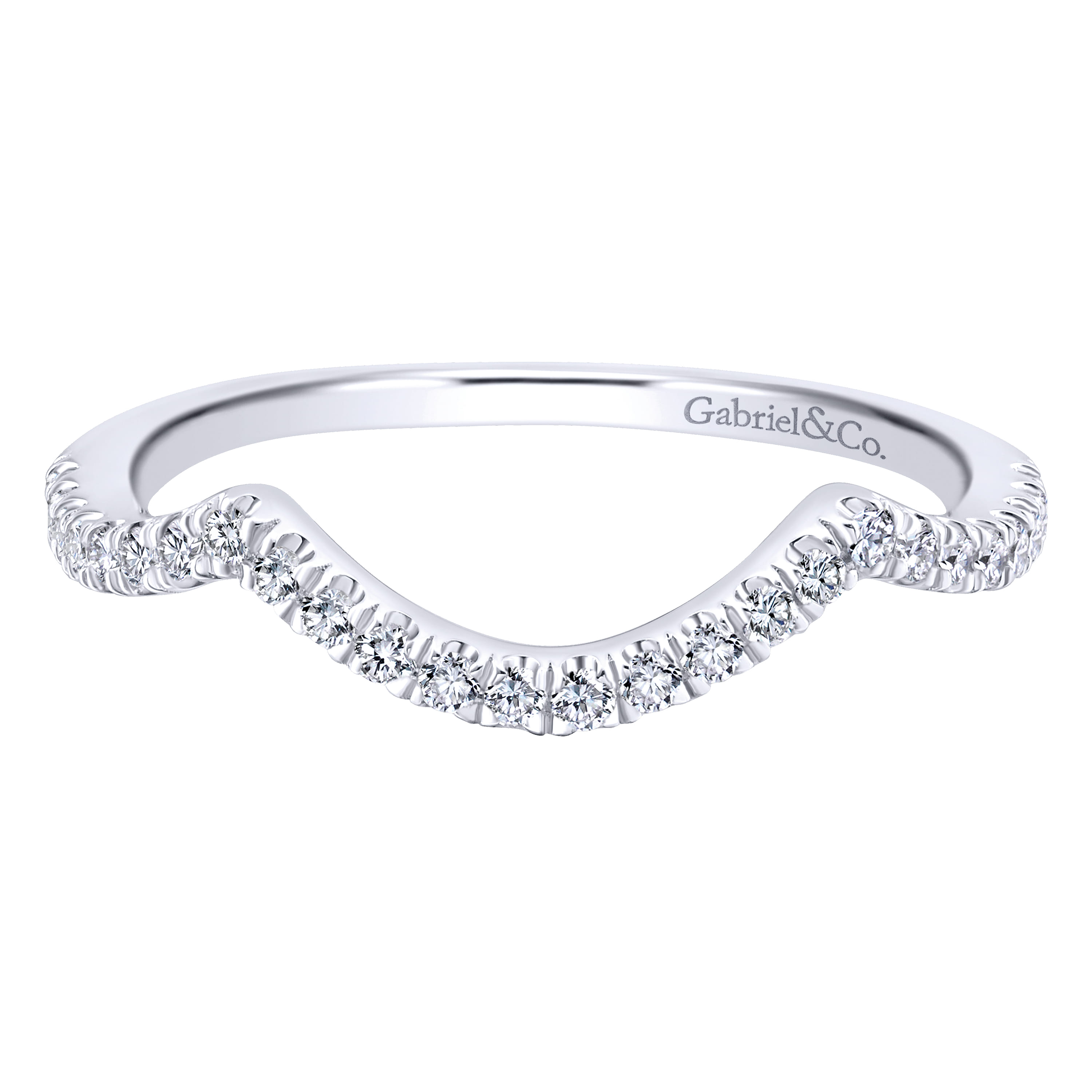 14K White Gold Matching Wedding Band - 0.21 ct - Shot 1