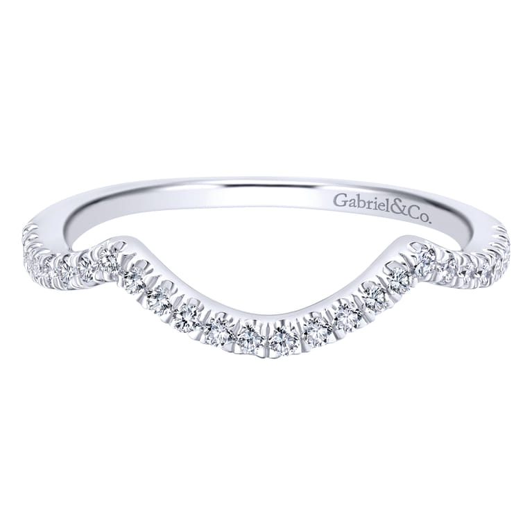 14K White Gold Matching Wedding Band - 0.21 ct - Shot 1