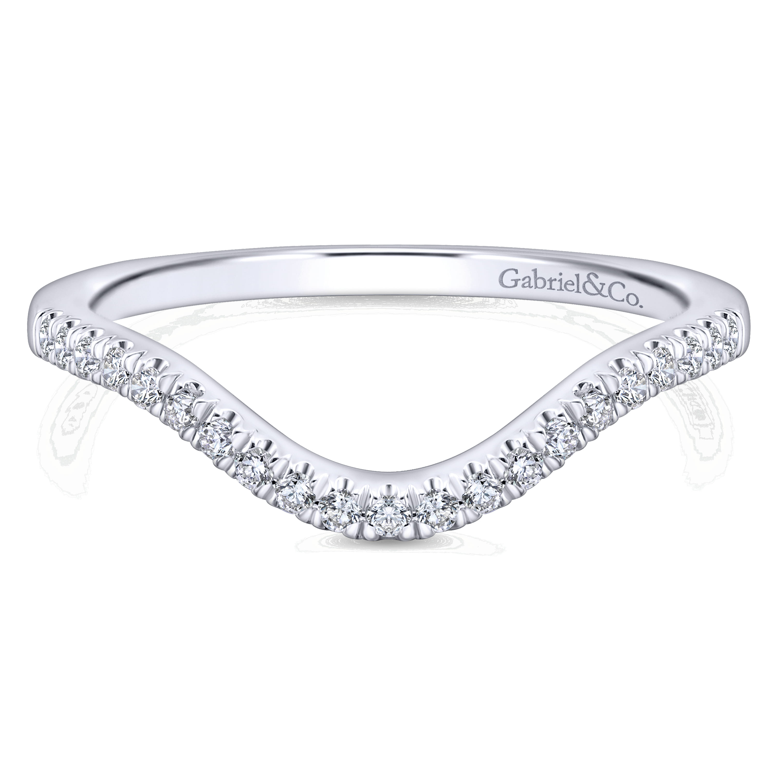 14K White Gold Matching Wedding Band - 0.14 ct - Shot 1
