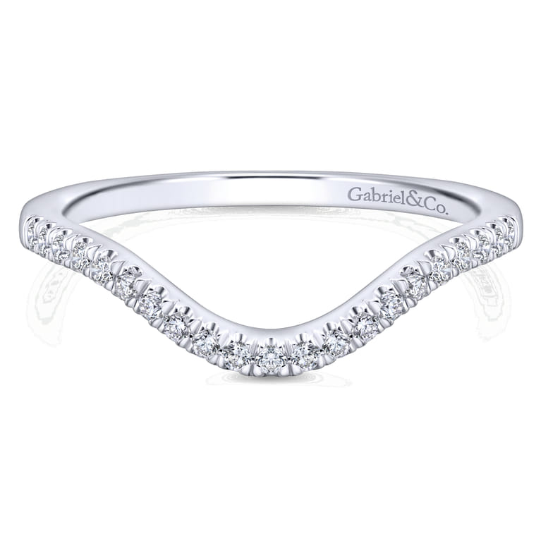 14K White Gold Matching Wedding Band - 0.14 ct - Shot 1