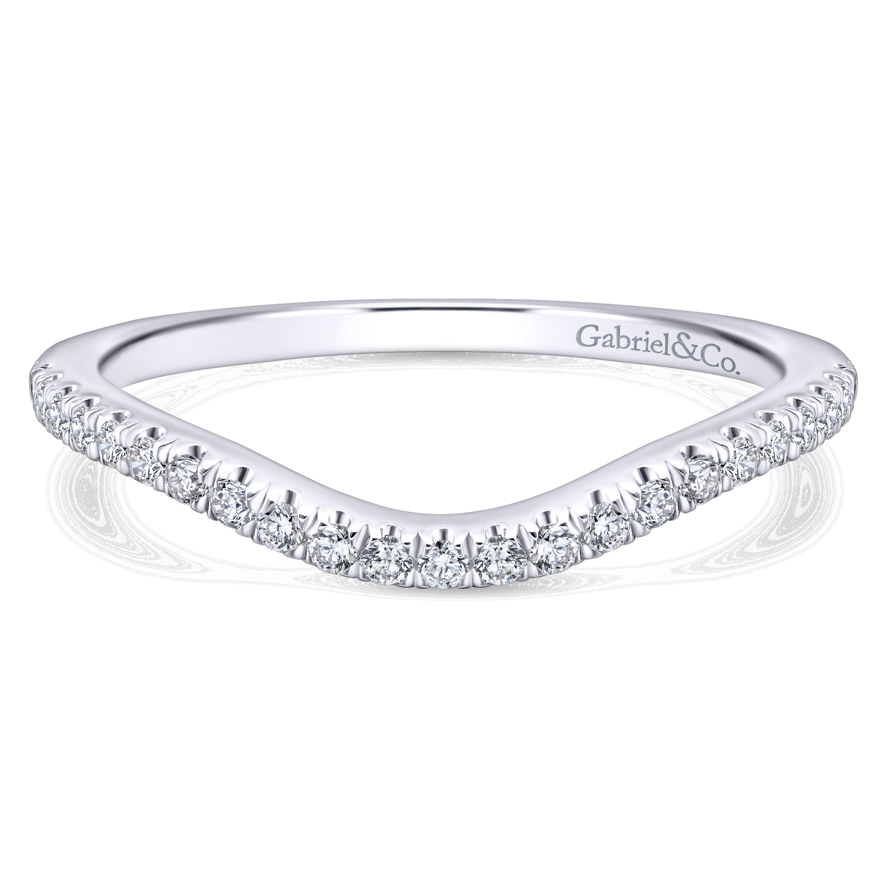 14K White Gold Matching Wedding Band - 0.19 ct - Shot 1