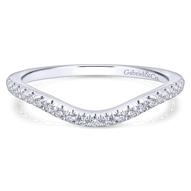 14K White Gold Matching Wedding Band - 0.19 ct - Shot 1