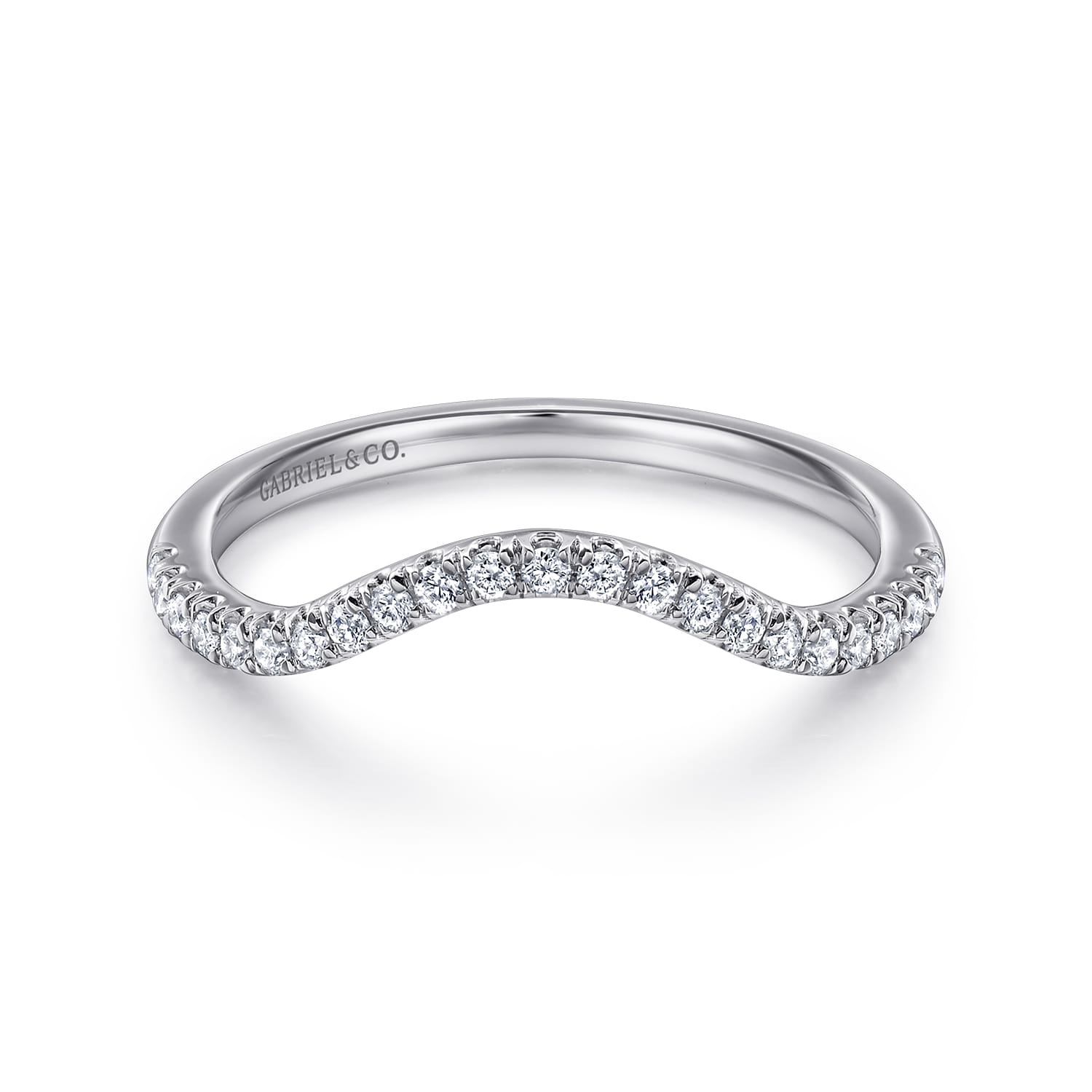 14K White Gold Matching Wedding Band - 0.16 ct - Shot 1