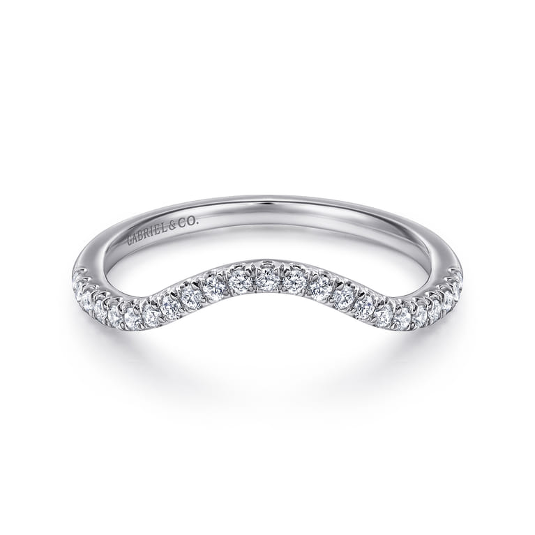 14K White Gold Matching Wedding Band - 0.16 ct - Shot 1