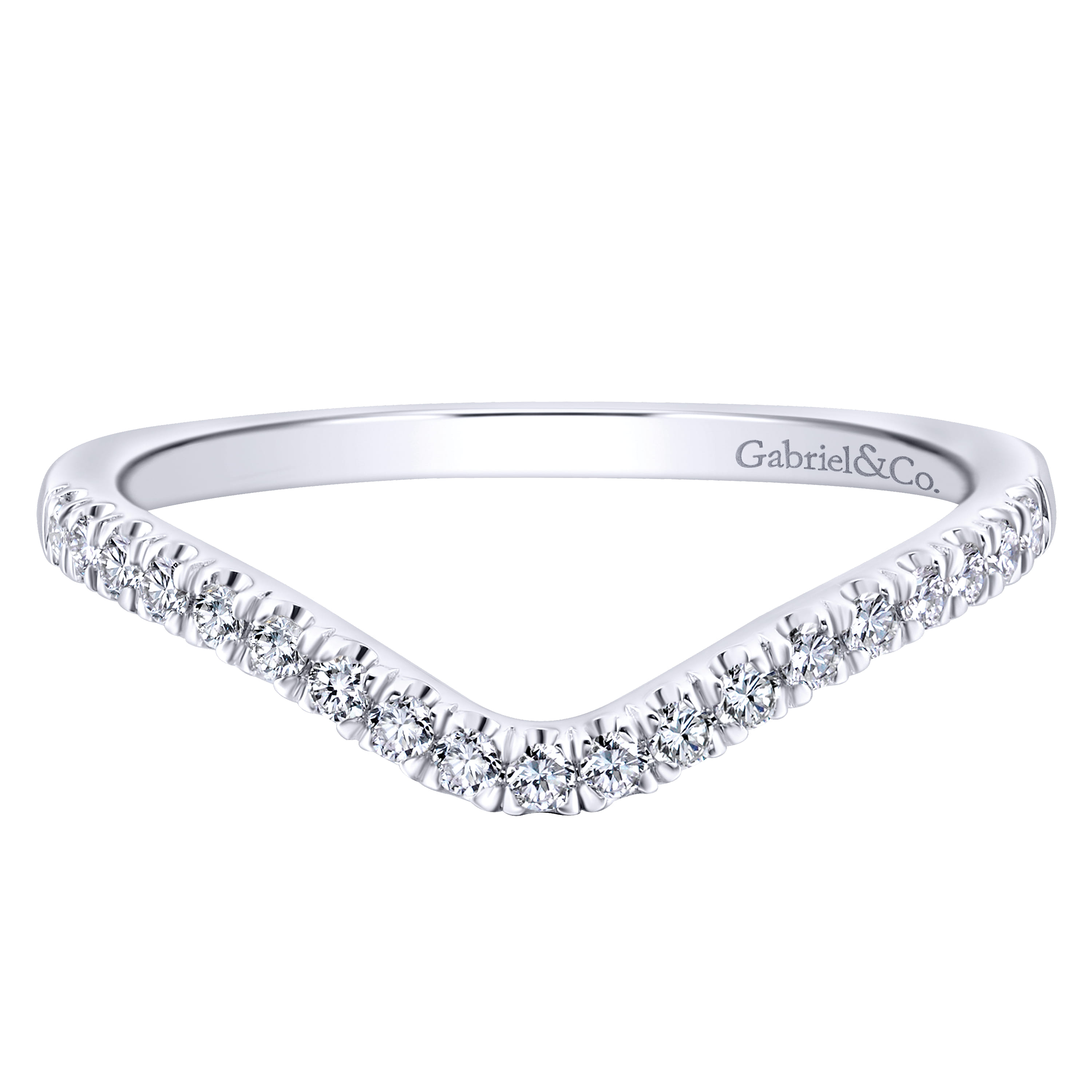 14K White Gold Matching Wedding Band - 0.16 ct - Shot 1