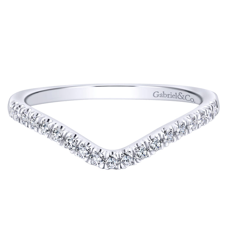 14K White Gold Matching Wedding Band - 0.16 ct - Shot 1