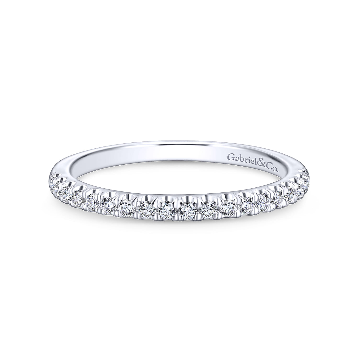 14K White Gold Matching Wedding Band - 0.19 ct - Shot 1
