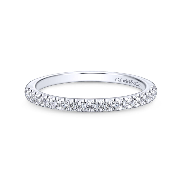 14K White Gold Matching Wedding Band - 0.19 ct - Shot 1