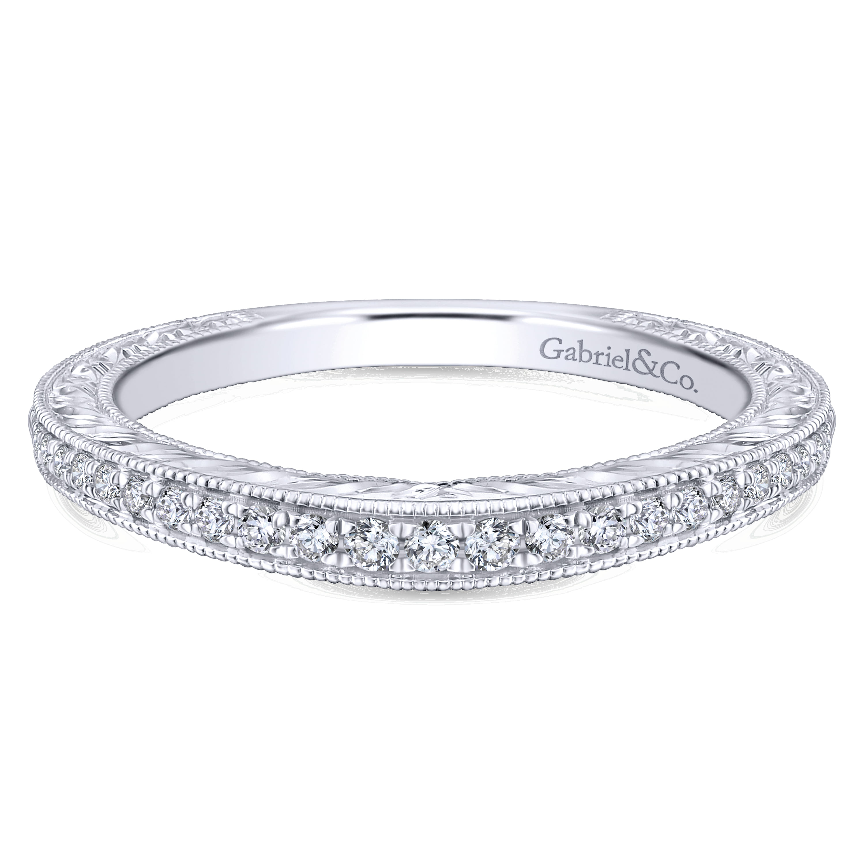14K White Gold Matching Wedding Band - 0.14 ct - Shot 1