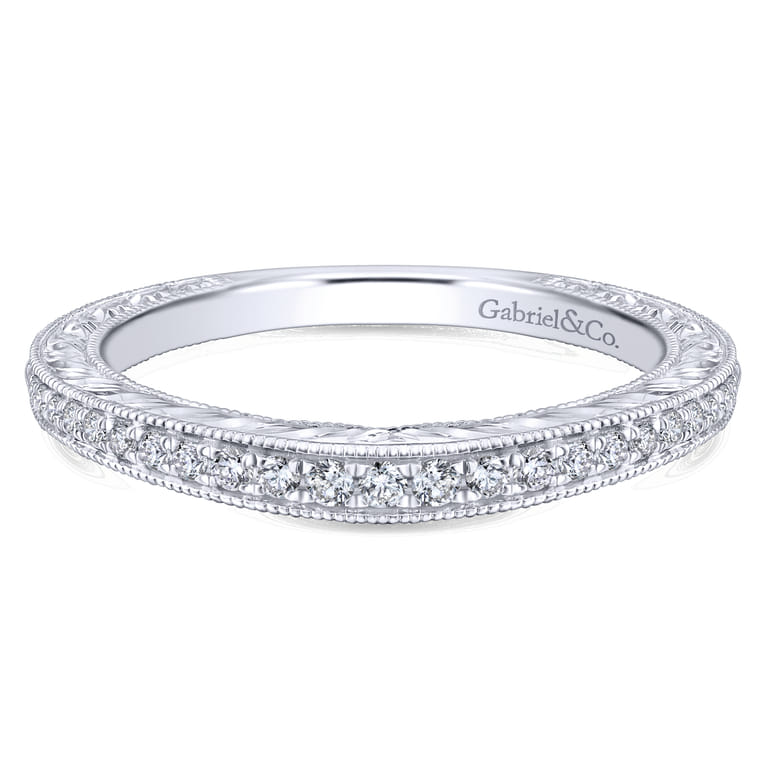 14K White Gold Matching Wedding Band - 0.14 ct - Shot 1