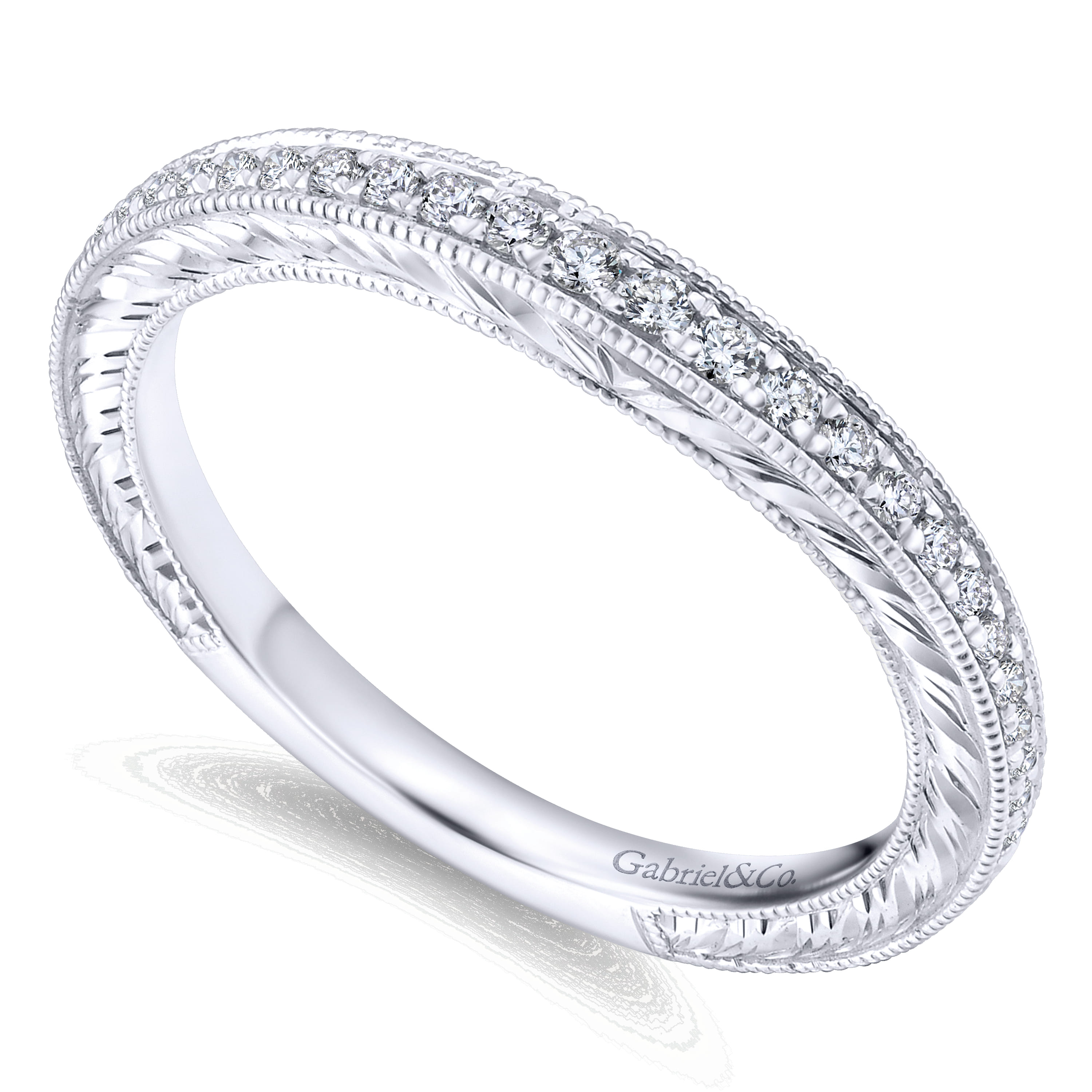 14K White Gold Matching Wedding Band - 0.14 ct - Shot 3
