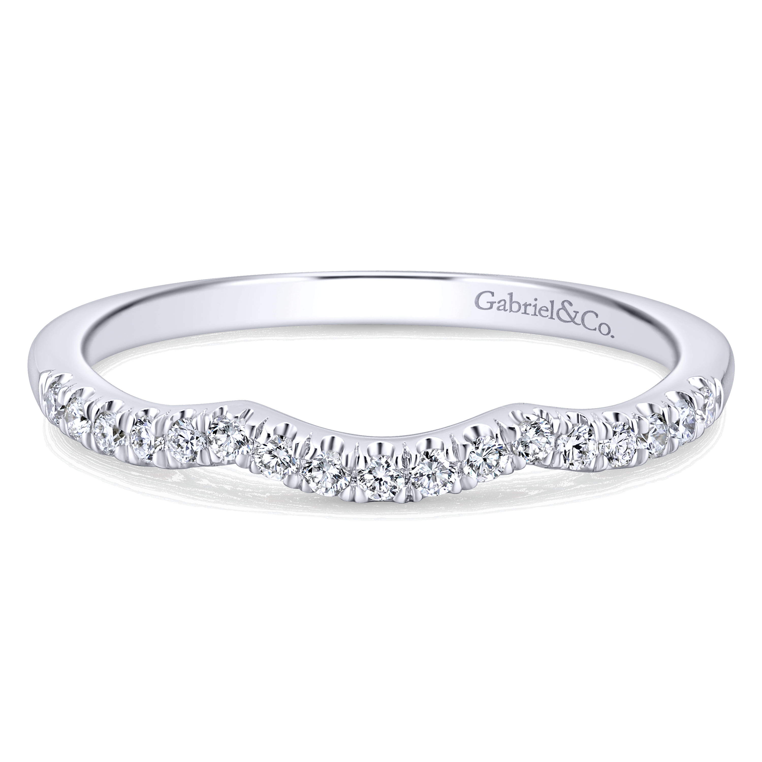 14K White Gold Matching Wedding Band - 0.14 ct - Shot 1