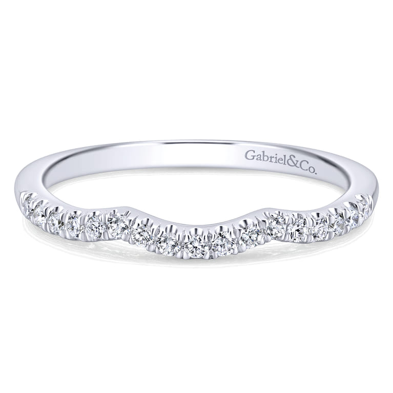 14K White Gold Matching Wedding Band - 0.14 ct - Shot 1