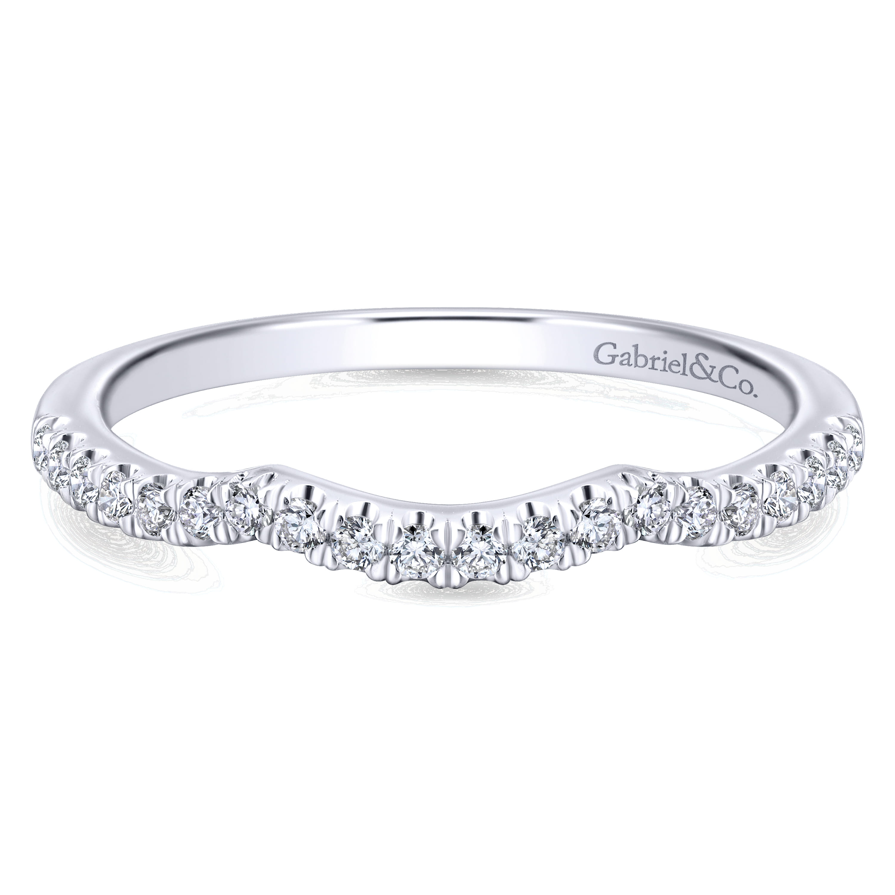 14K White Gold Matching Wedding Band - 0.17 ct - Shot 1