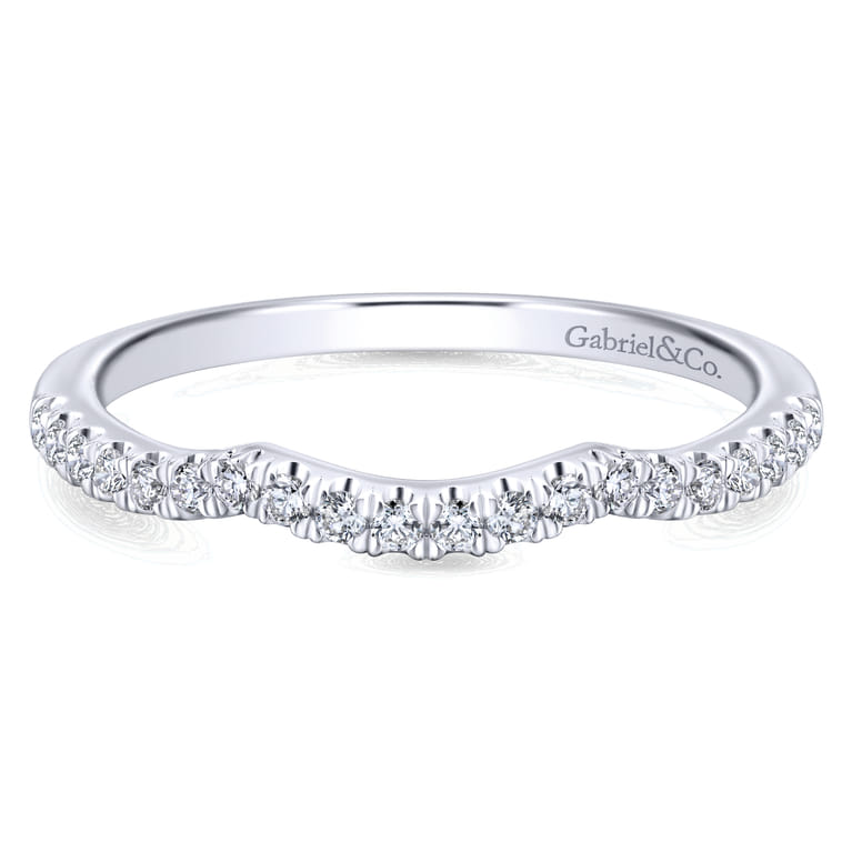 14K White Gold Matching Wedding Band - 0.17 ct - Shot 1
