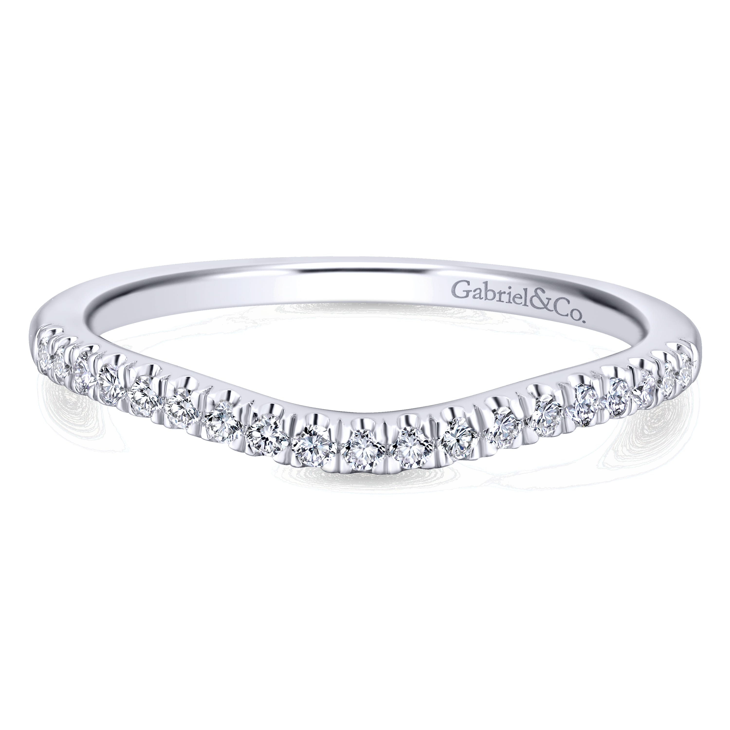 14K White Gold Matching Wedding Band - 0.15 ct - Shot 1
