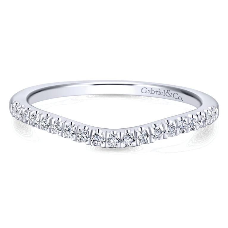 14K White Gold Matching Wedding Band - 0.15 ct - Shot 1